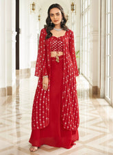 Designer Georgette Embroidered Indo Western Lehenga